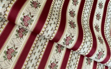 600 x 140 cm San leucio damask fabric with floral bands - Silk, silk blend - Second half 20th century