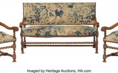 61041: A Three-Piece Carolean Style Tapestry Upholstere