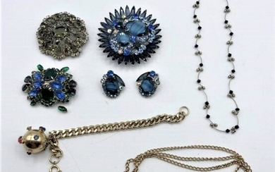 7 Assorted Glamour Rhinestone Brooches Earrings Unique