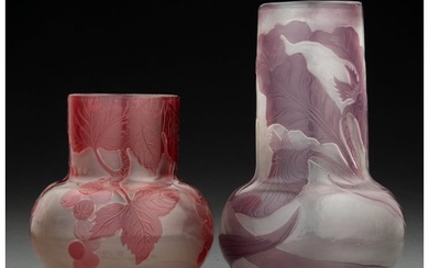 79241: Two Gallé Fire-Polished Cameo Glass Vases, circ