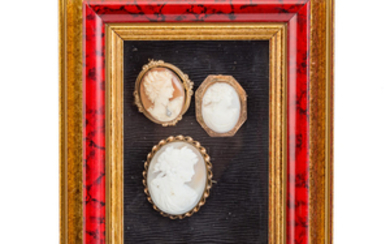 Group of 3 cameos in a shadowbox frame