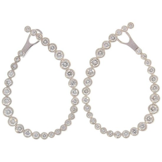 2.38 Carat Total Bezel Set Diamond Earrings in 18 Karat