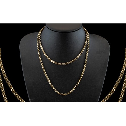 9ct Gold Belcher Chain of Long Length with Excellent Clasps....