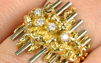 A 1970s bi-colour 18ct gold brilliant-cut diamond ring, by David Thomas.