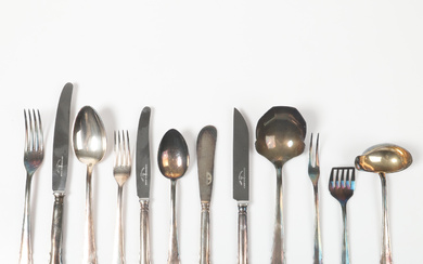A 58-piece cutlery set, “Chippendale”, nickel silver, 20th century.
