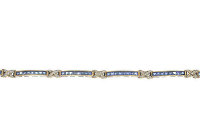 A 9ct gold diamond and sapphire bracelet.