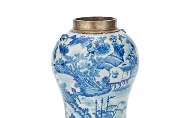 A BLUE AND WHITE 'LANDSCAPE' JAR 18th/19th century