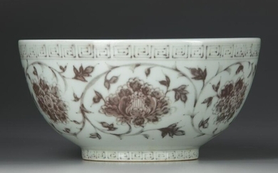 A CHINESE COPPER-RED DECORATED BOWL, MING DYNASTY