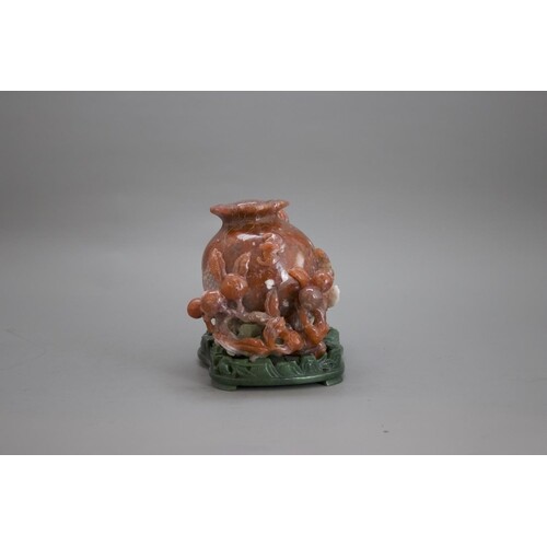 A Carnelian Pomegranate Waterpot, Qing dynasty or laterH: 14...