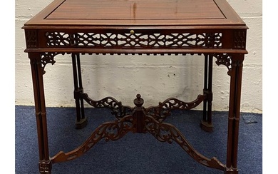 A Chinese Chippendale style side table, the rectangular top ...