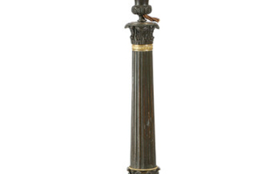 A FRENCH GILT AND PATINATED BRONZE TABLE LAMP