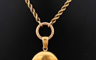 A Fine Antique 18K Gold Necklace with a Gold and Pearl Locket
