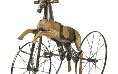 A French Oak and Steel Velocipede Attributed to Jean-Louis Gourdoux for Jugnet