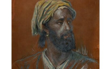 A GOUACHE PASTEL PORTRAIT OF AN ARAB MAN, 19TH C.
