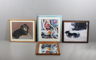 A GROUP OF FRAMED FURNISHING PICTURES AND PRINTS.