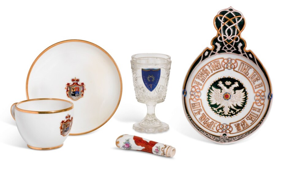 A GROUP OF PORCELAIN AND GLASS TABLEWARES, RUSSIA AND EUROPE, 19TH / EARLY 20TH CENTURY