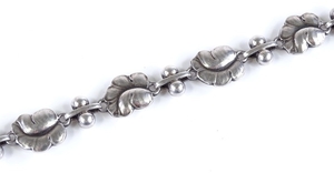 A Georg Jensen Danish sterling silver leaf design bracelet, ...