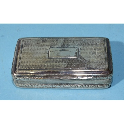 A George III silver snuff box of rectangular form, the lid a...
