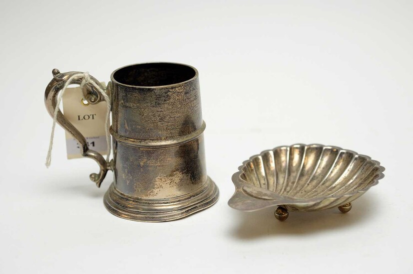 A George V silver tankard and butter dish.