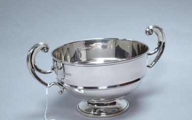 A Hallmarked Silver Twin Handled Pedestal Bowl, (makers mark...