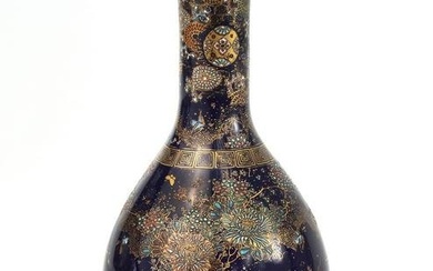 A Japanese blue and polychrome enameled vase