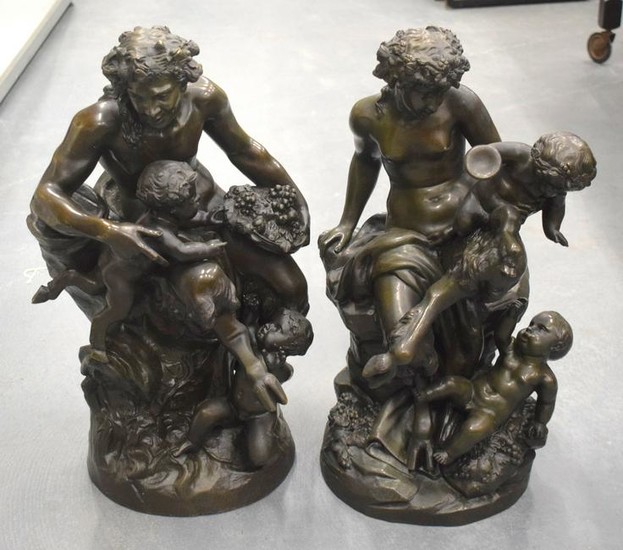 A LARGE PAIR OF EARLY 20TH CENTURY CONTINENTAL BRONZE