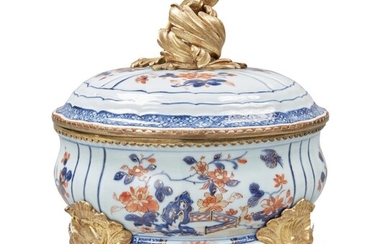 A Louis XV Gilt Bronze-Mounted Chinese Imari Porcelain Covered Bowl, the Porcelain Kangxi Period, Circa 1720, the Mounts Mid-18th Century and Later