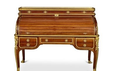 A Louis XV/XVI Transitional Style Gilt-Bronze Mounted Mahogany Cylinder Desk, Stamped G. Durand, after the Model by Jean-Francois Oeben, Circa 1880