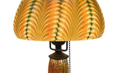 A Lundberg Studios iridescent art glass lamp
