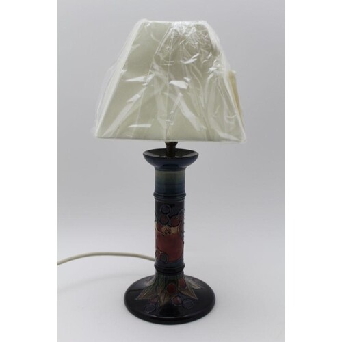 A MOORCROFT POTTERY COLUMN DESIGN TABLE LAMP, tube lined and...