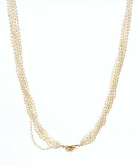A MULTI STRAND SEED PEARL NECKLACE