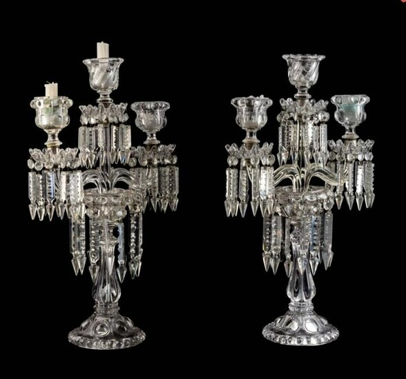 A PAIR OF BACCARAT CANDELABRA