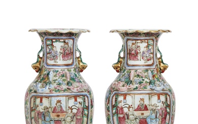 A PAIR OF TWO CANTON VASES, CHINA, QING DYNASTY, 19TH CENTURY