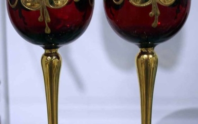 A PAIR OF VENETIAN GLASS GOBLETS