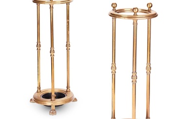 A PAIR OF VICTORIAN CIRCULAR BRASS STICK STANDS, LATE 19TH CENTURY