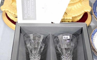 A PAIR OF WATERFORD CRYSTAL TOASTING FLUTES