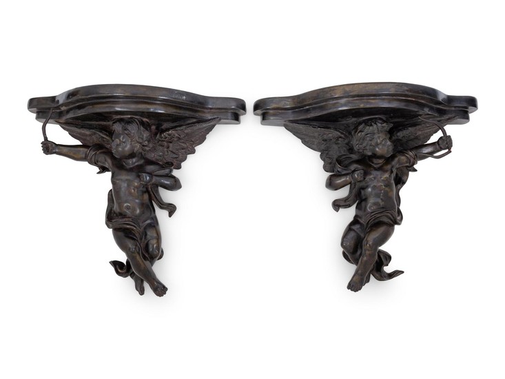A Pair of Carved Wood Brackets