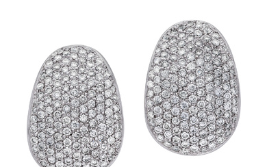 A Pair of Diamond and White Gold Ear Clips