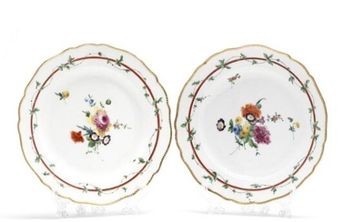 A Pair of Meissen 'Dot Period' Shallow Plates