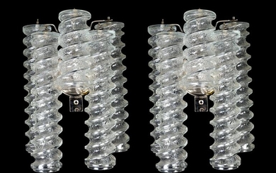 A Pair of Venini Glass Wall Sconces
