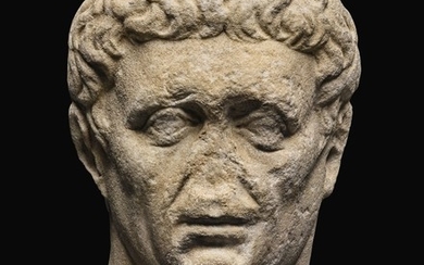 A ROMAN MONUMENTAL MARBLE PORTRAIT HEAD OF NERVA, LATE 1ST CENTURY A.D.