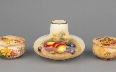 A Royal Worcester squat vase painted with fruit, 3 in. (7.6 cm.) h.