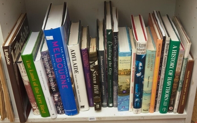 A SHELF OF BOOKS PERTAINING TO LOCAL HISTORY, INCLUDING THE HISTORY OF HAWTHORN, FITZROY, ETC