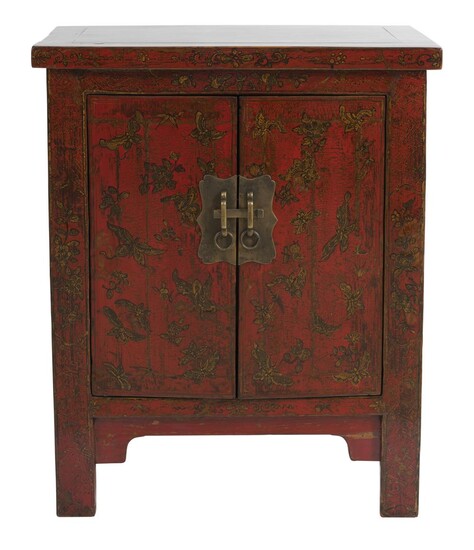 A SMALL CHINESE RED-LACQUERED CABINET QING DYNASTY (1644-1912), SHANXI PROVINCE, 18TH/19TH CENTURY