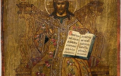 A SMALL ICON SHOWING CHRIST THE KING OF KINGS Russian, 19th