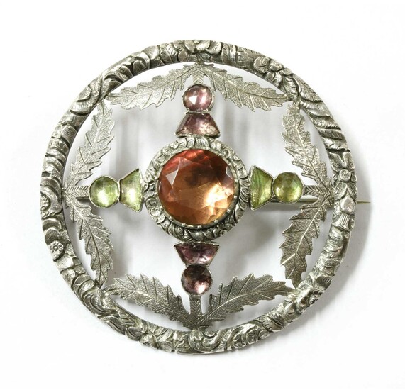 A Scottish silver foiled quartz brooch