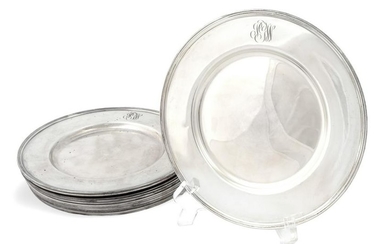 A Set of Twelve American Silver Bread and Butter Plates