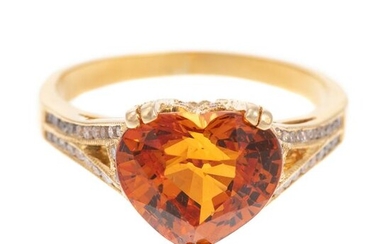 A Spessartite Garnet & Diamond Ring in 18K