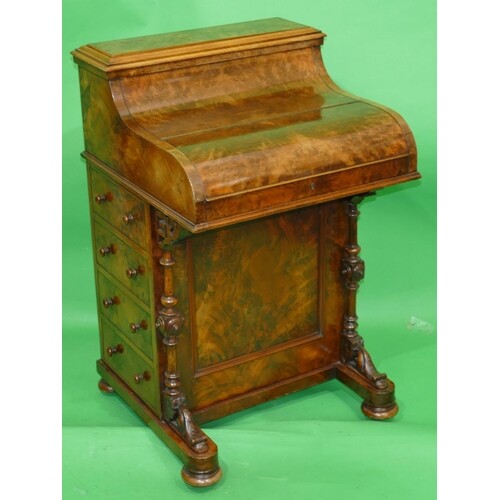 A Victorian Burr Walnut Piano Front Davenport having secret ...