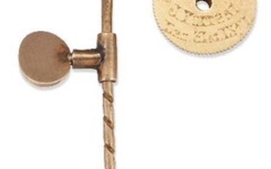 A Victorian, diamond single stone stickpin, the old-brilliant-cut diamond, in scalloped claw mount, detachable for wear as a dress stud, in fitted case